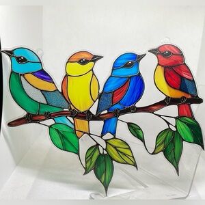 Suncatcher Acrylic Birds 8” x 6” Colourful Decoration Window Home Decor Gift